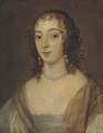 Portrait of a lady, small quarter-length, in a blue dress and pearl necklace - (after) Dyck, Sir Anthony van