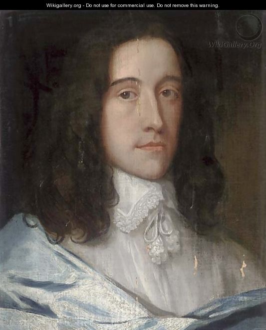 Portrait of a gentleman, bust-length, in a white shirt and blue wrap - (after) Dyck, Sir Anthony van
