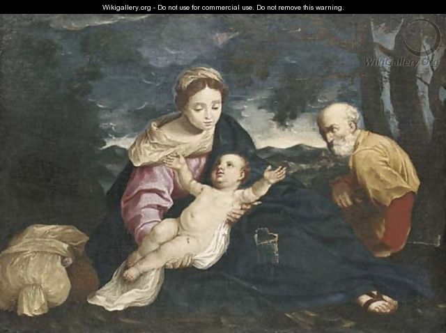 The Rest on the Flight into Egypt - (after) Simone Cantarini (Pesarese)