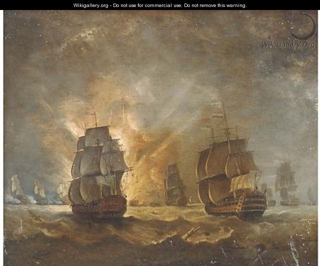 A naval battle - (after) Peter Monamy