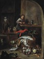 A boy preparing mussels by a table - (after) Peeter Snyers