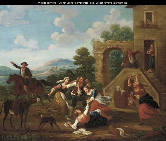 Countryfolk fighting before a house - (after) Paolo Monaldi