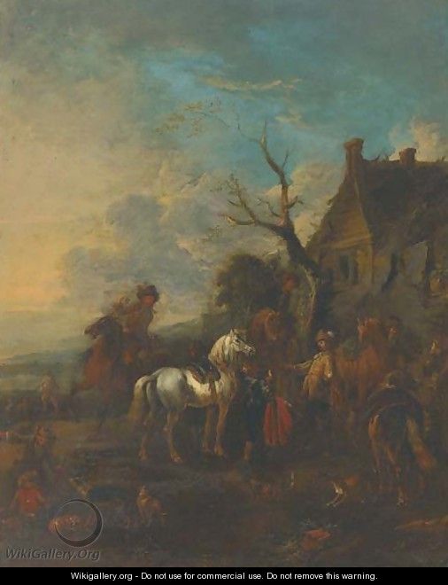 A hunting party halted outside an inn - (after) Philips Wouwerman