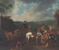 A hawking party halted in a landscape - (after) Philips Wouwerman