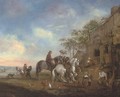 Travellers at rest at a farrier - (after) Philips Wouwerman