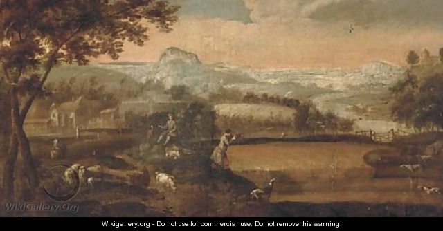 Figures hunting in an extensive landscape - (after) Peter Tillemans