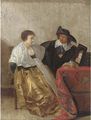 An elegant couple at a dressing table - (after) Pieter Codde