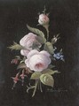 A bouquet of roses, forget-me-nots and fuchsia - (after) Pierre-Joseph Redoute