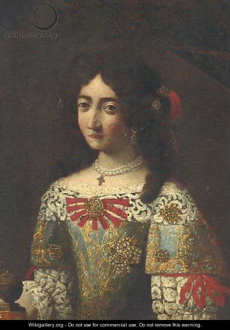 Portrait of a lady, in an embroidered dress a fragment - (after) Pier Francesco Cittadini