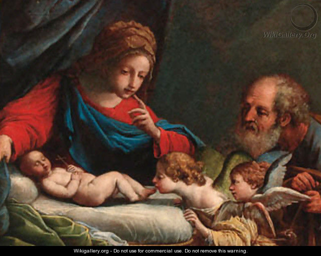 The Holy Family with cherubs - (after) Pietro De Pietri