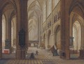 A church interior with elegant company in the foreground - (after) Peeter, The Younger Neeffs