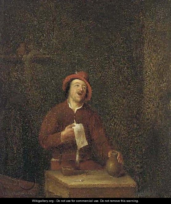 A peasant carousing in an interior - (after) Pieter Harmansz Verelst