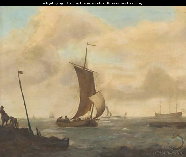 A coastal landscape with shipping in choppy waters - (after) Ludolf Backhuysen