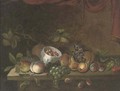 Grapes, pears, apples, plums, cherries, peaches, and a bowl - (after) Maximillian Pfeiler