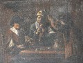 Peasants making music in an interior - (after) Matheus Van Helmont