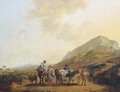 An Italianate landscape with two women and a shepherd and his cattle - (after) Nicolaes Berchem