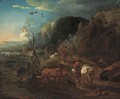 A mountain path with cattle and drovers - (after) Nicolaes Berchem