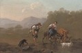 A drover and a shepherdess fording a river - (after) Nicolaes Berchem