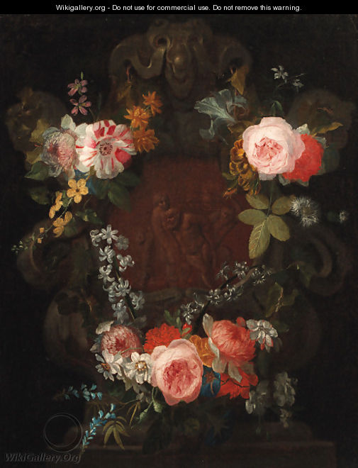 A swag of roses - (after) Nicholas Van Verendael