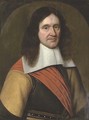 Portrait of a man, bust-length, wearing a breast plate and red sash - (after) Mierevelt, Michiel Jansz. van