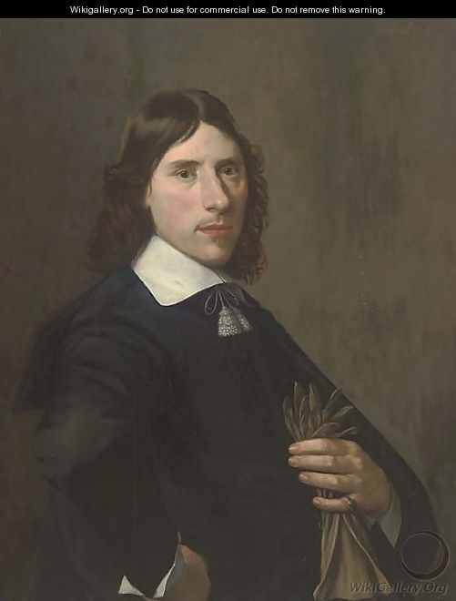 Portrait of a gentleman, half-length, holding gloves in his left hand - (after) Michiel Jansz. Van Mierevelt