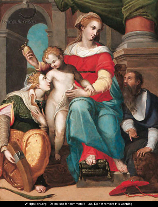 Madonna and Child with Saint Jerome and Saint Catherine - (after) Orazio Samacchini