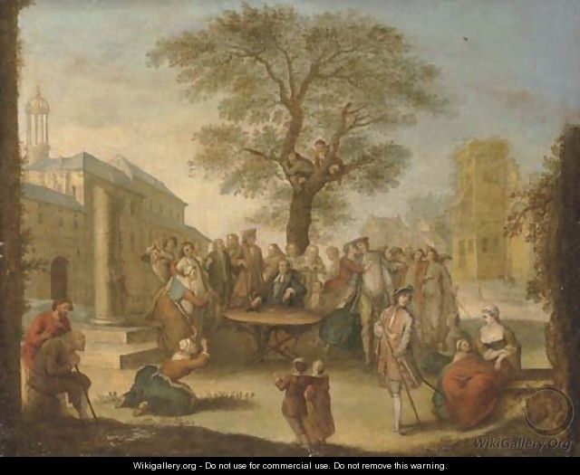 A meeting in a town square - (after) Lancret, Nicolas