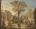 A meeting in a town square - (after) Lancret, Nicolas