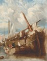 Unloading the barge - (after) John Sell Cotman