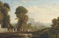 A Bacchanalean procession in an Arcadian landscape - (after) John Martin