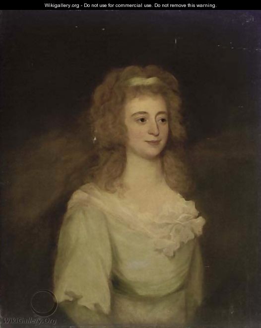 Portrait of Mrs. Denis, bust-length, in a blue dress - (after) Hoppner, John