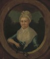 Portrait of a lady, small half-length, in a blue dress, in a feigne - (after) John Downman