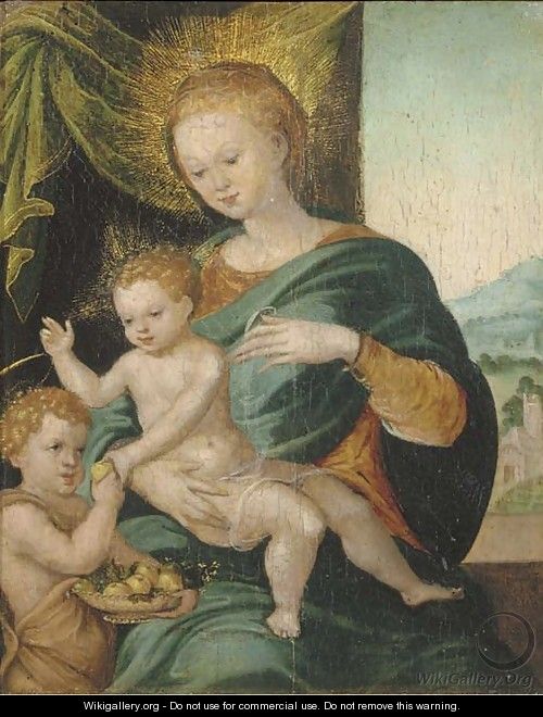 The Virgin and Child with Saint John The Baptist - (after) Cleve, Joos van