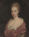 Portrait of a lady, bust-length, in a white dress and pink wrap, in a feigned oval - (after) Richardson. Jonathan