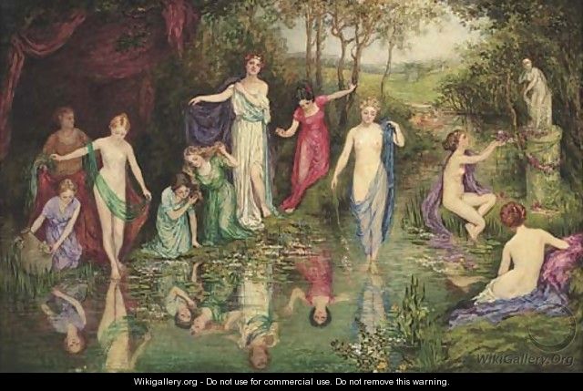 Bathing nymphs - (after) John William Waterhouse