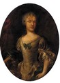 Portrait of a lady, half-length, in a cream dress and green wrap - (after) John Vanderbank