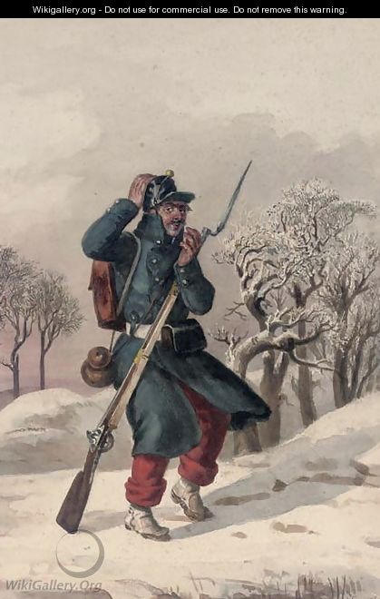 A cold wind Study of a soldier of the Napoleonic era - (after) Jules Adolphe Goupil