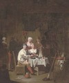 Figures drinking and smoking in an interior - (after) Joseph Van Aken