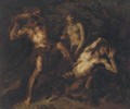 Two satyrs in combat - (after) Luca Giordano