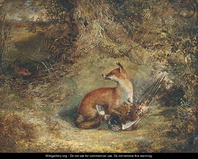 A fox with a pheasant - George Havell