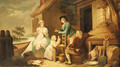 A family gathered outside a farmhouse - George Morland