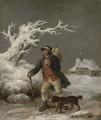 A cottager and his dog in a winter landscape - George Morland