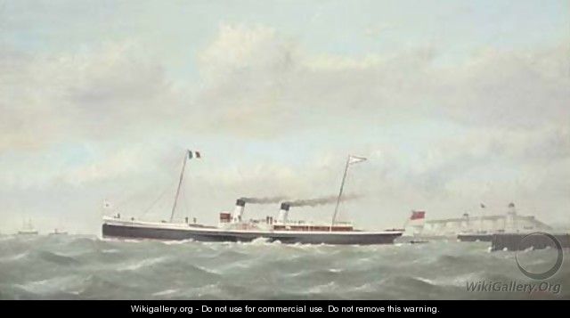 The cross-Channel paddlesteamer Rouen leaving Newhaven for Dieppe - George Mears