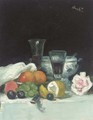Still life of fruit and a rose - George Leslie Hunter