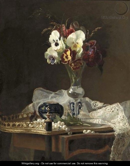A still life with violets in a Venetian vase - Henry George Todd