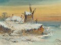 Figures in a frozen winter landscape - George Knox