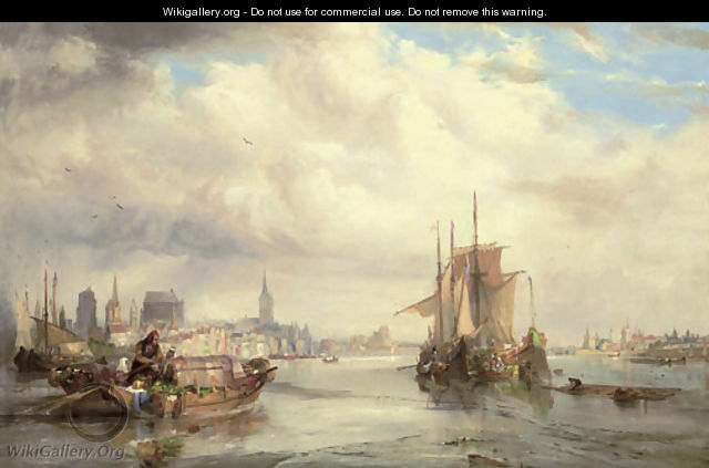 Market barges on the Rhine at Cologne - George Balmer