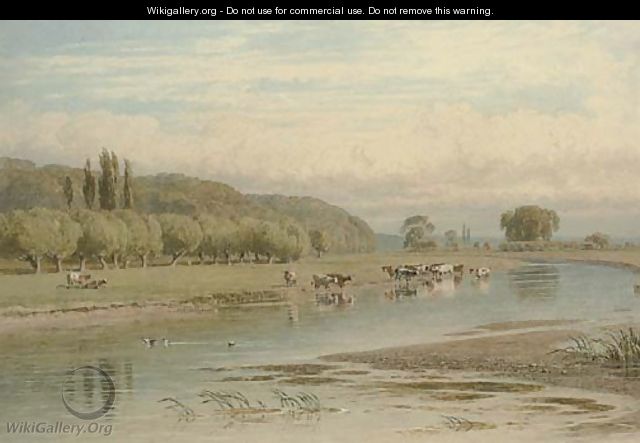 Cattle watering on the Thames - George Arthur Fripp