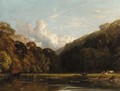 Cattle watering in a wooded landscape - George Arthur Fripp