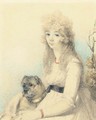 Portrait of Lady Elizabeth Stanley with her dog, half-length, seated - George Chinnery